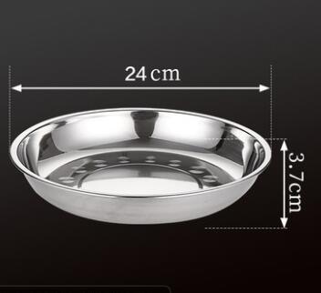 5pcs Camping 14-28cm Dia Stainless Steel Tableware Dinner Plate Food Container Salad Dessert Fruit Services Dish Tray