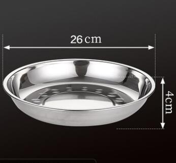 5pcs Camping 14-28cm Dia Stainless Steel Tableware Dinner Plate Food Container Salad Dessert Fruit Services Dish Tray