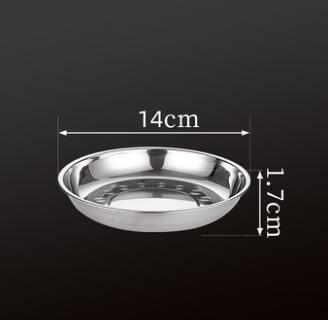 5pcs Camping 14-28cm Dia Stainless Steel Tableware Dinner Plate Food Container Salad Dessert Fruit Services Dish Tray