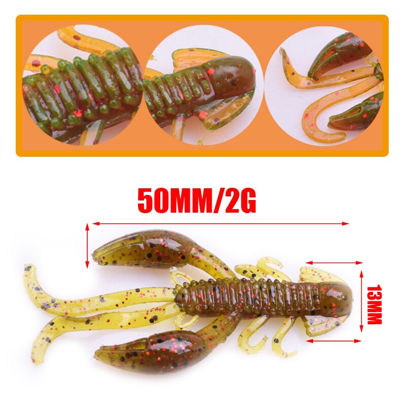 5Pcs Jigging Wobblers Fishing Crawfish Worm soft lure Shrimp Flavor Additive Silicone Artificial Soft bait Walk Fish Bass Pesca