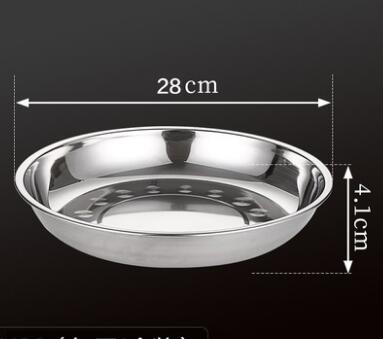 5pcs Camping 14-28cm Dia Stainless Steel Tableware Dinner Plate Food Container Salad Dessert Fruit Services Dish Tray