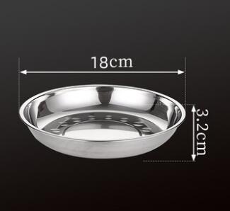 5pcs Camping 14-28cm Dia Stainless Steel Tableware Dinner Plate Food Container Salad Dessert Fruit Services Dish Tray