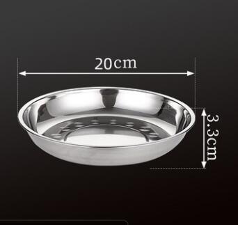 5pcs Camping 14-28cm Dia Stainless Steel Tableware Dinner Plate Food Container Salad Dessert Fruit Services Dish Tray