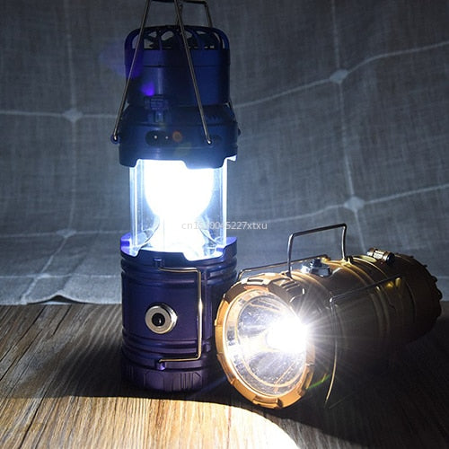 6 in 1 Portable Outdoor LED Camping Lantern With Fan Solar Charge